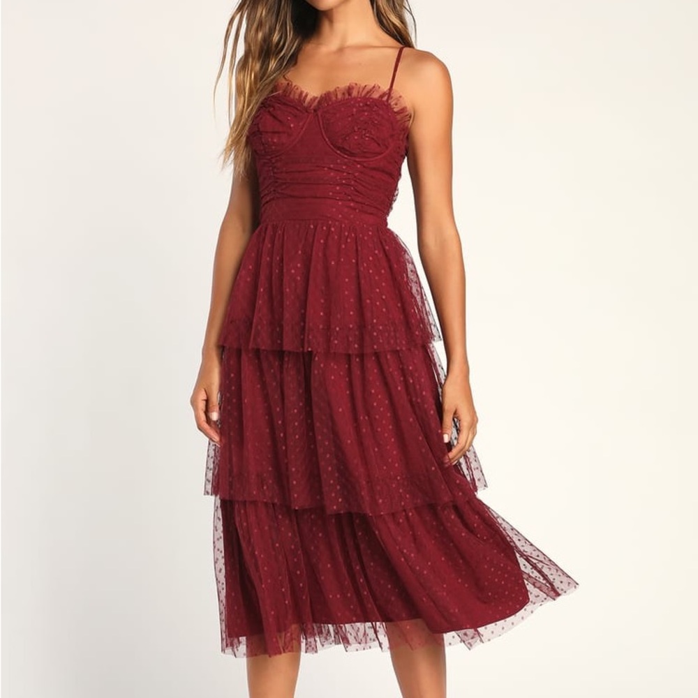 Burgundy Polka Dot Dress